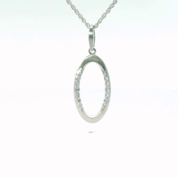 14K White Gold and Diamond "O" Pendant