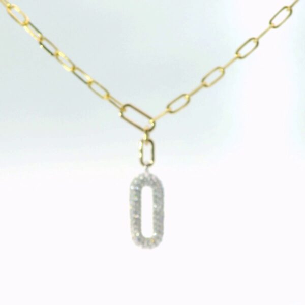14K Yellow Gold and Diamond Paperclip Necklace - Image 2