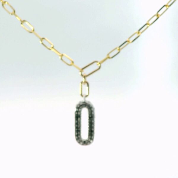14K Yellow Gold and Diamond Paperclip Necklace - Image 4