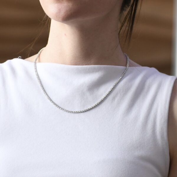  14K White Gold Tennis Diamond Necklace - Image 5