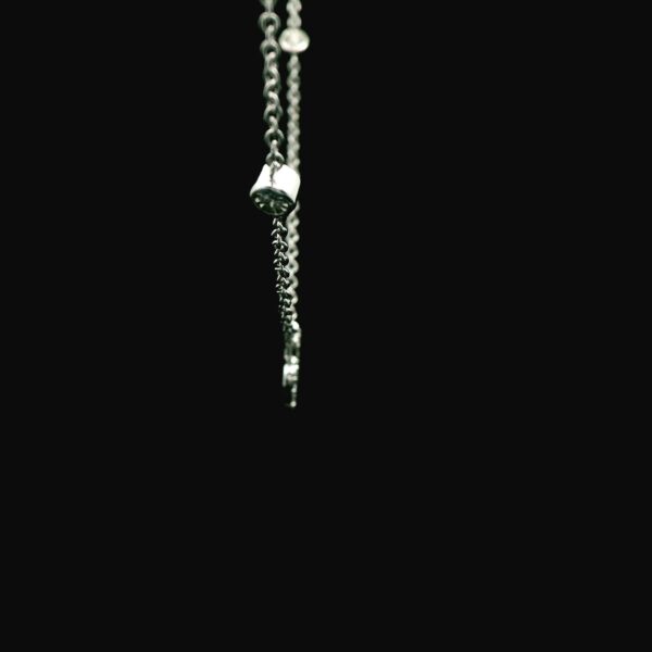 14K White Gold Clover Station Necklace - Image 4