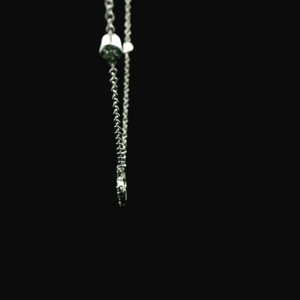 14K White Gold Clover Station Necklace - Image 5