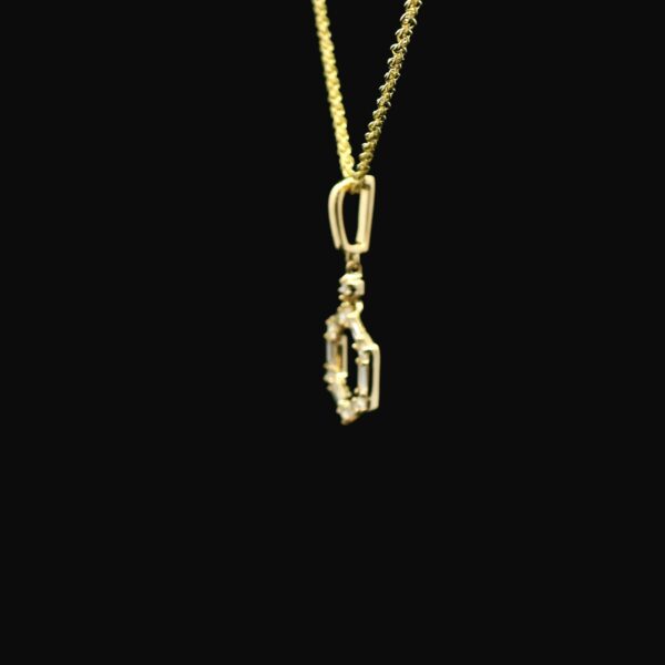 14K Yellow Gold Diamond Hexagon Pendant - Image 5