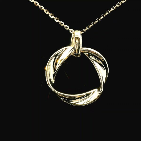 14k Yellow Gold Twisted Ribbon Pendant - Image 4