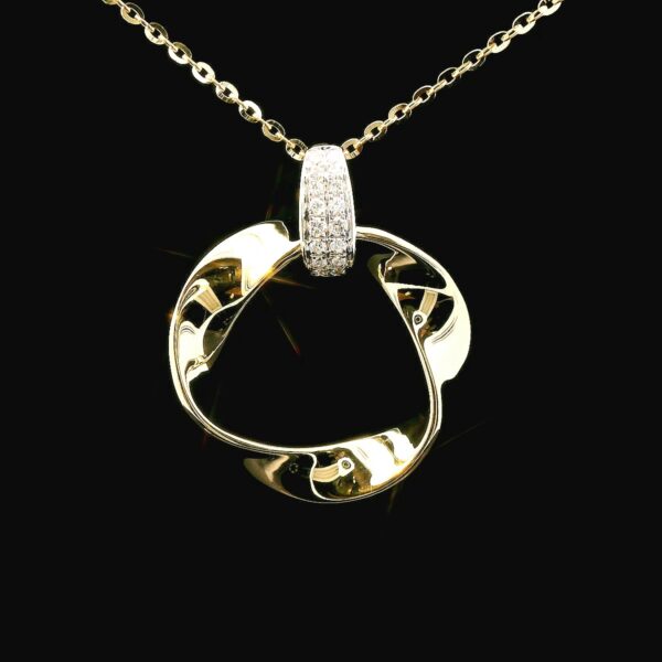 14k Yellow Gold Twisted Ribbon Pendant - Image 2