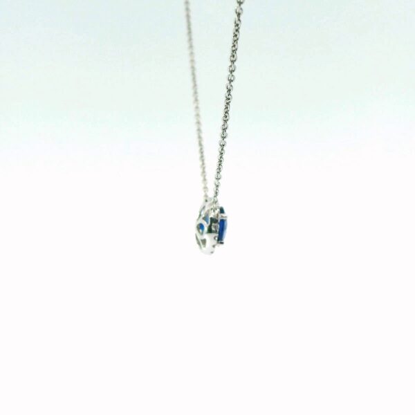 18K White Gold Sapphire and Diamond Pendant - Image 2