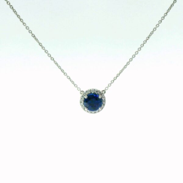 18K White Gold Sapphire and Diamond Pendant