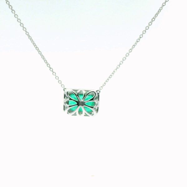 18K White Gold Emerald and Diamond Pendant - Image 2