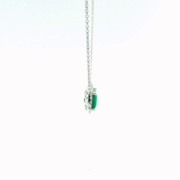 18K White Gold Emerald and Diamond Pendant - Image 3