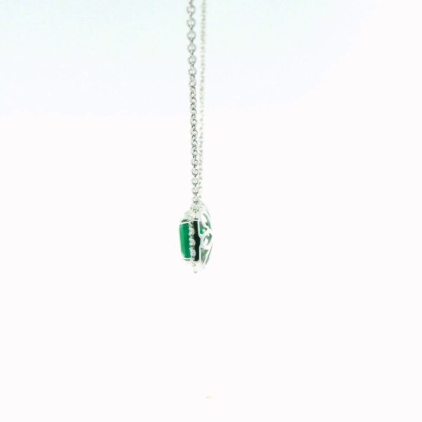 18K White Gold Emerald and Diamond Pendant - Image 4