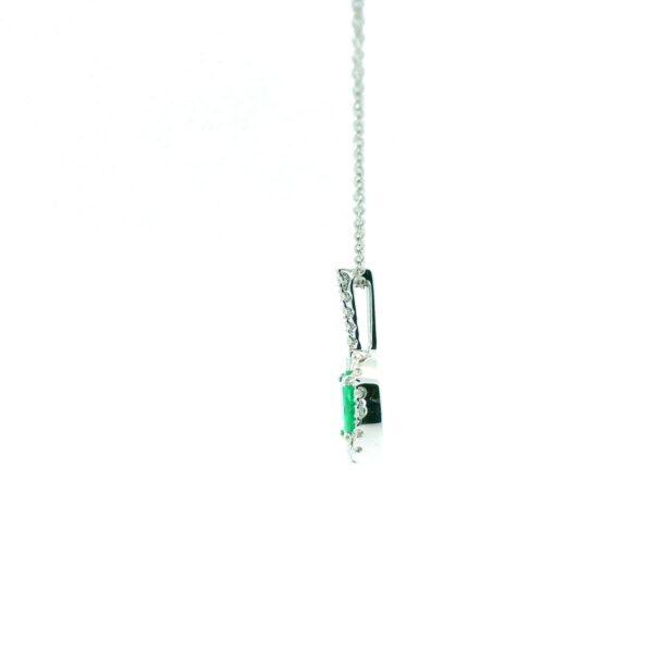 14K White Gold Emerald and Diamond Pendant - Image 4