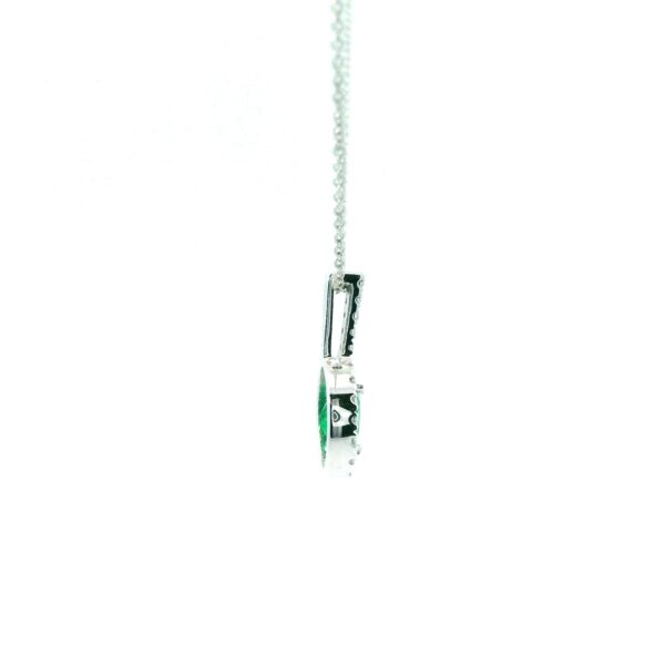 14K White Gold Emerald and Diamond Pendant - Image 6