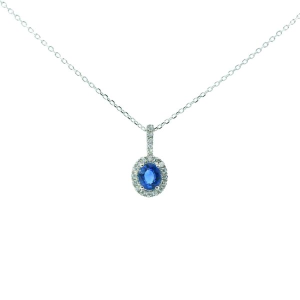 White Gold Sapphire and Diamond Pendant
