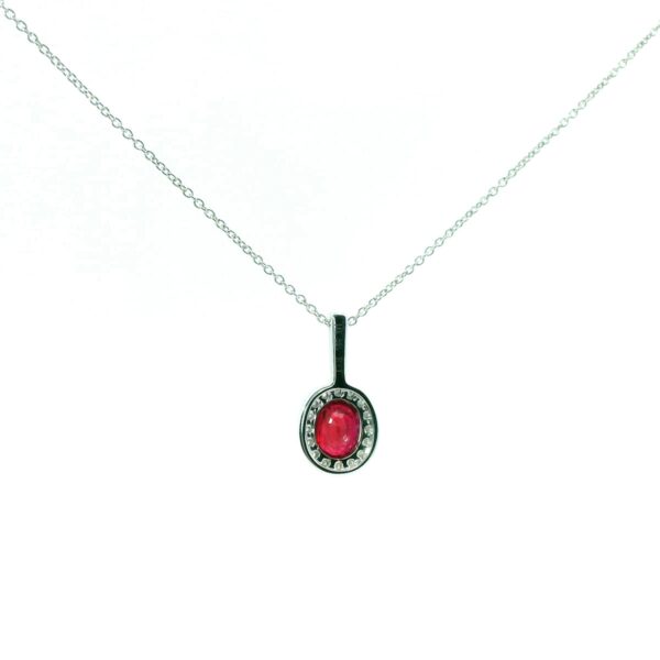 14K White Gold Ruby and Diamond Pendant - Image 5