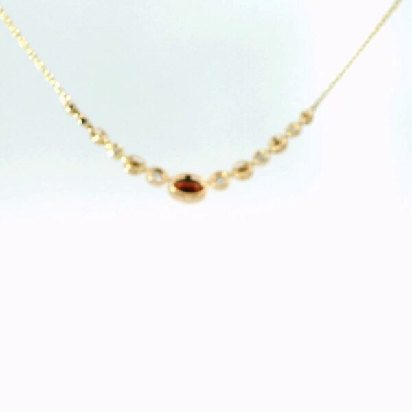 14K Yellow Gold Garnet and Diamond Necklace - Image 5