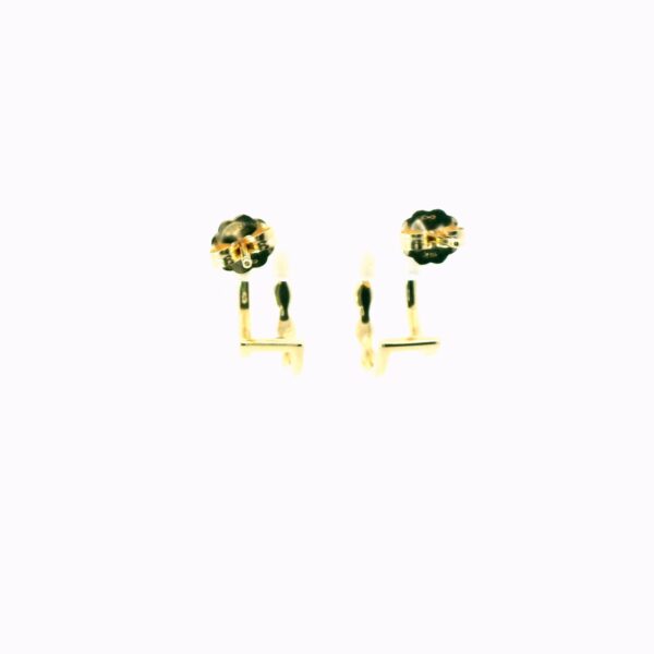 14K Yellow Gold Double "J" Hook and Diamond Earrings - Image 5