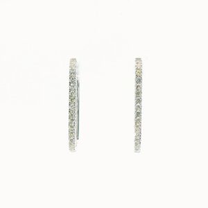 14k White Gold Elongated Diamond Hoop Earrings