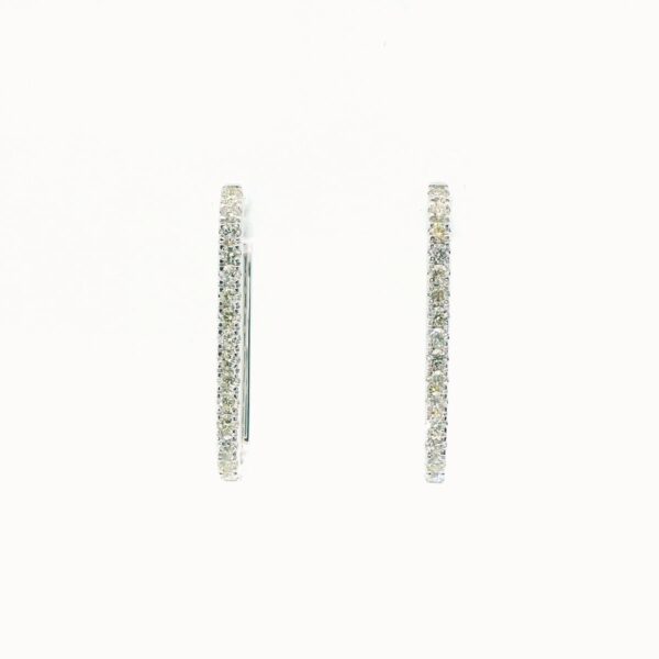 14k White Gold Elongated Diamond Hoop Earrings