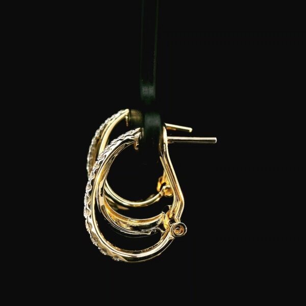 14k Yellow Gold Diamond Split Hoops - Image 5