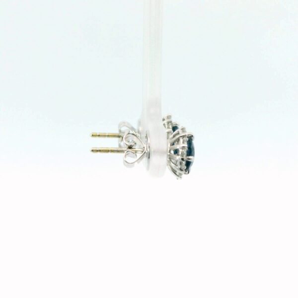 18K White Gold Sapphire and Diamond Studs - Image 3