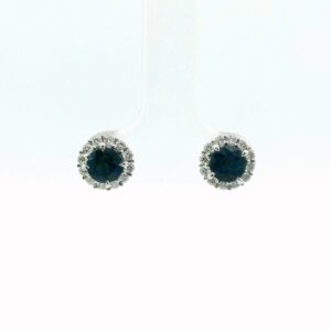 18K White Gold Sapphire and Diamond Studs