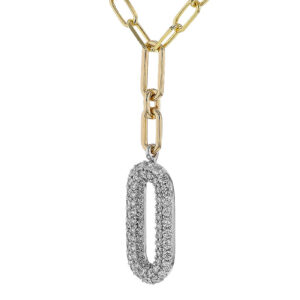 14K Yellow Gold and Diamond Paperclip Necklace
