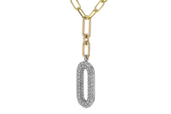 14K Yellow Gold and Diamond Paperclip Necklace