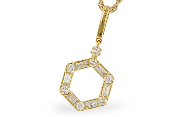 14K Yellow Gold Diamond Hexagon Pendant
