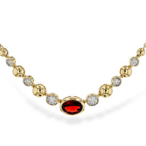 14K Yellow Gold Garnet and Diamond Necklace