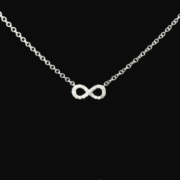 14k White Gold Diamond Infinity Necklace - Image 2