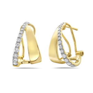 14k Yellow Gold Diamond Split Hoops