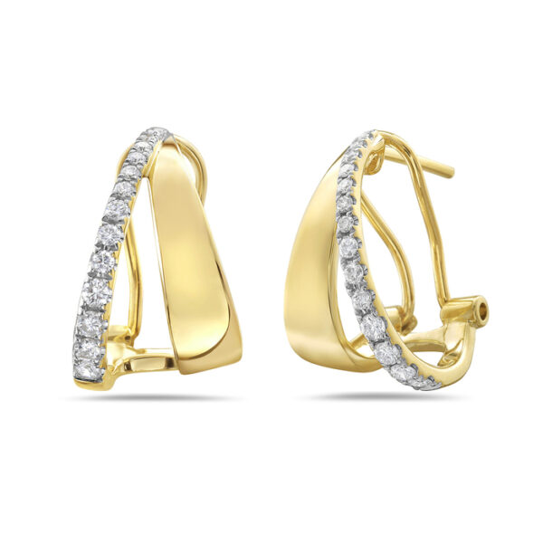 14k Yellow Gold Diamond Split Hoops