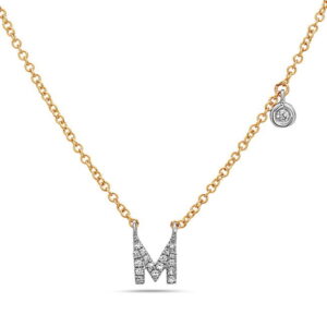 14k Yellow Gold Diamond "M" Pendant