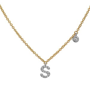 14k Yellow Gold Diamond "S" Pendant