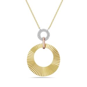 14k Yellow Gold Laser-Cut Pendant with Pavé Diamonds