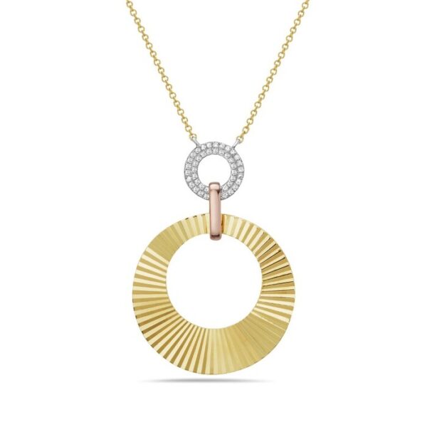 14k Yellow Gold Laser-Cut Pendant with Pavé Diamonds
